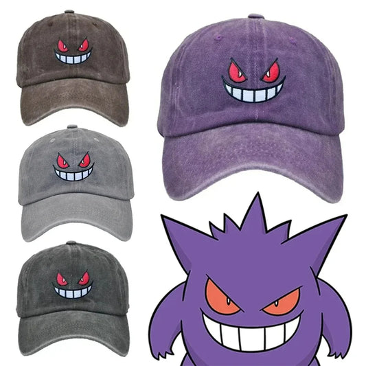 Cappelli snapback Pokémon Gengar, cappelli sportivi e hip hop regolabili, gadget alla moda con logo Gengar in stile trendy.