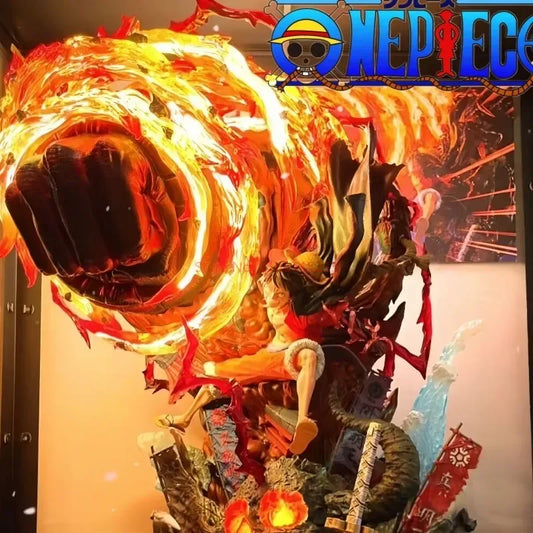 Figura d'azione Rufy — Yehuo Lufei Model 23cm con luci LED, dettagliata e colorata, perfetta per collezionisti di Otaku Family Store.