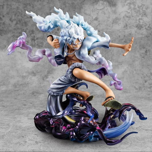 Figura d'azione Sun God Nika di Luffy Gear 5 di ONE PIECE, dettagliata e colorata, brand Otaku Family Store Online.