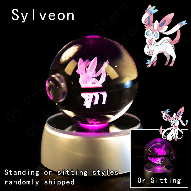 Lampada da notte a forma di sfera cristallo Pokémon con Pikachu, Gengar e Mewtwo, gadget decorativo di Otaku Family Shop Online