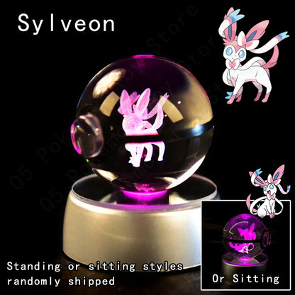 Lampada da notte a forma di sfera cristallo Pokémon con Pikachu, Gengar e Mewtwo, gadget decorativo di Otaku Family Shop Online