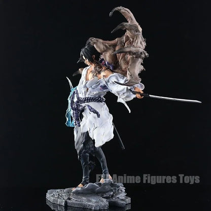 Figura d'azione Uchiha Sasuke Bandai in scala 1/6, con dettagli vestiti e pose dinamiche, da Naruto.