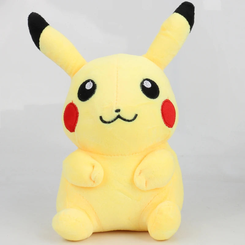 Peluches di Pokémon Pikachu, Charizard, Gengar, Squirtle, Espeon, Glaceon e Umbreon, gadget morbidi e colorati.