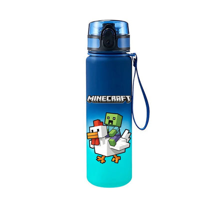 Bottiglia d'acqua portatile da 650ml in plastica con design pixel di Minecraft, resistente e a prova di perdite, ideale per sport e outdoor