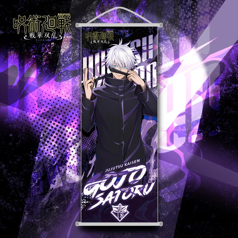 Stampa decorativa di Jujutsu Kaisen con Gojo Satoru, poster lungo e appeso, ideale come decorazione per la stanza in stile anime.