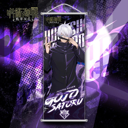 Stampa decorativa di Jujutsu Kaisen con Gojo Satoru, poster lungo e appeso, ideale come decorazione per la stanza in stile anime.