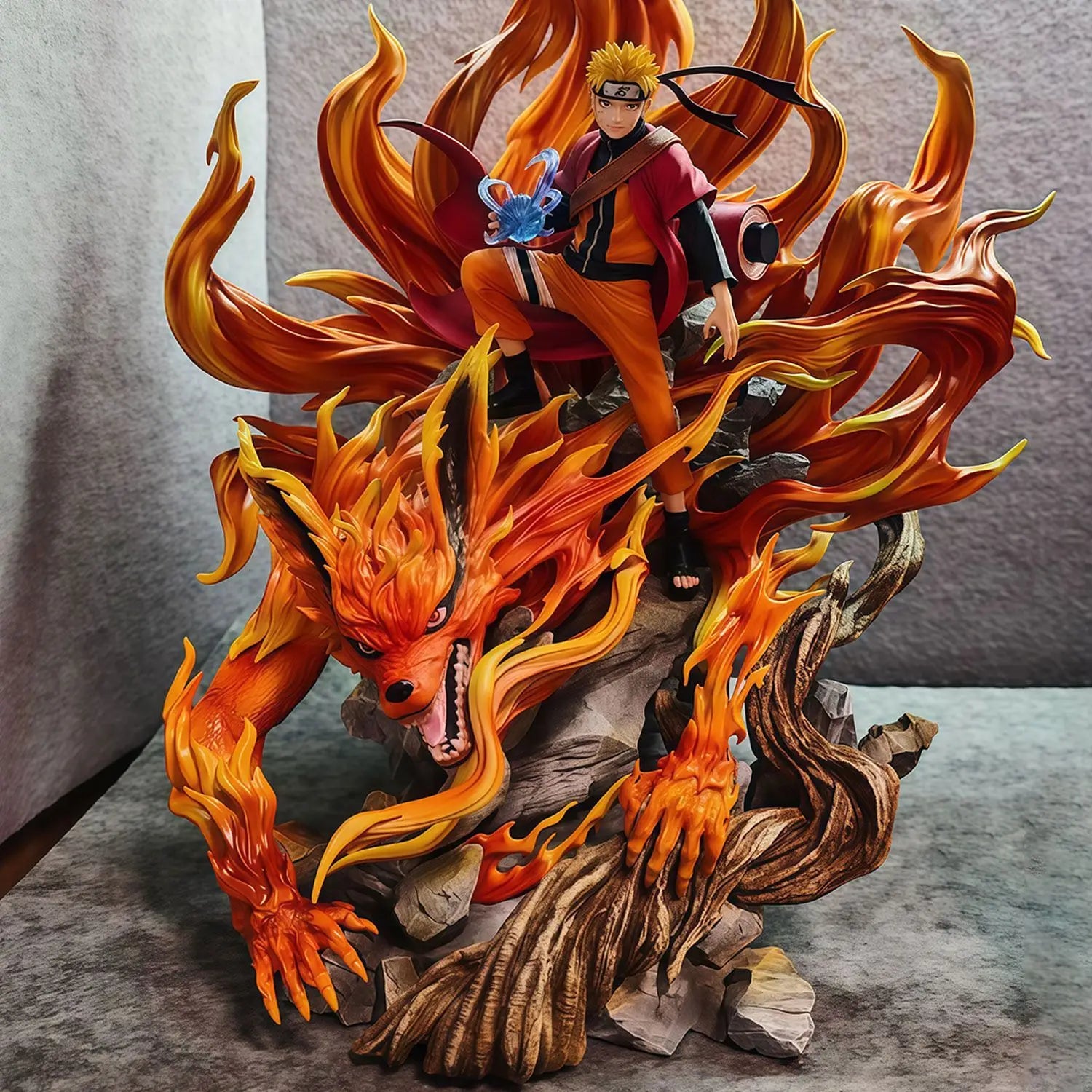 Action figure Naruto Sennin Mode e Kurama, figura di 41cm, dettagliata e realistica, rappresenta i personaggi della serie anime Naruto.