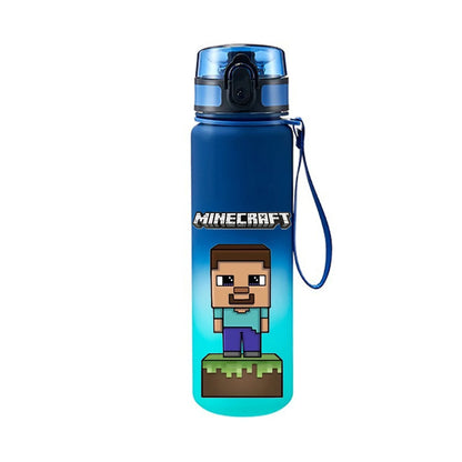 Bottiglia d'acqua in plastica da 650ml in stile pixel Minecraft, resistente, a prova di perdite, adatta per sport e outdoor.