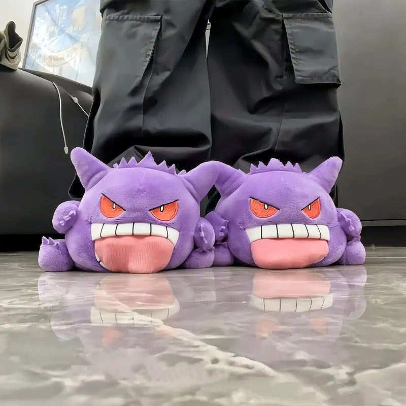 Ciabatte Gengar divertenti, gadget Otaku Family Shop, con design cartoon, morbide e confortevoli per l'uso casalingo.