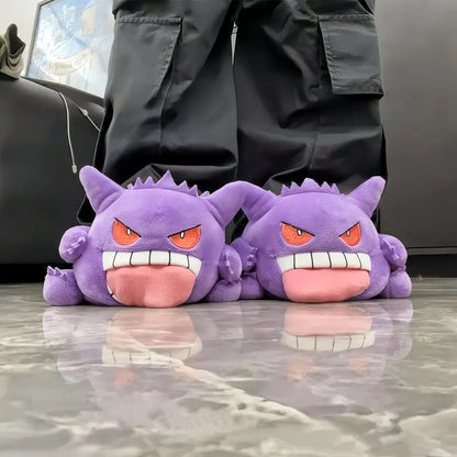 Ciabatte Gengar divertenti, gadget Otaku Family Shop, con design cartoon, morbide e confortevoli per l'uso casalingo.