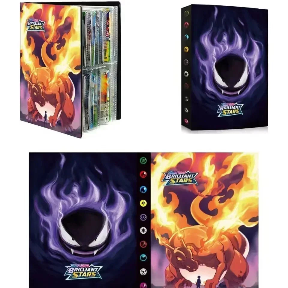 Album collezione di carte Pokémon Otaku Family con portacarte Charizard VMAX GX EX, perfetto per bambini e collezionisti.