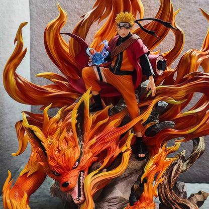 Figura d'azione Naruto Sennin Mode e Kurama, alta 41 cm, con dettagli realistici e posizioni dinamiche, di Otaku Family Store.
