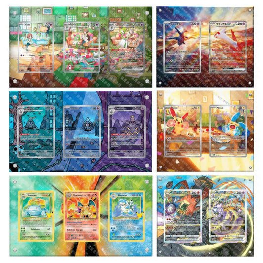Carte Pokémon Latias, Charizard e Mewtwo arcobaleno, con stand espositivo in acrilico, collezione anime classici, Otaku Family Shop