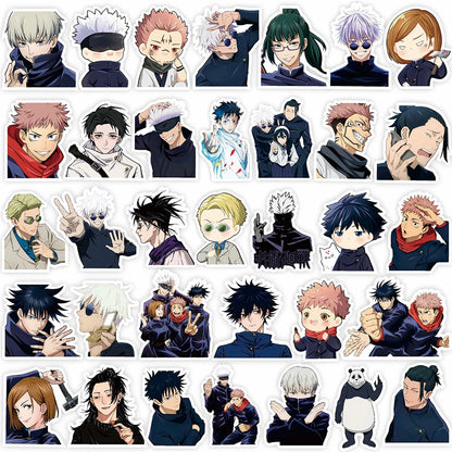Adesivi impermeabili Jujutsu Kaisen di Otaku Family Shop, adesivi decorativi per auto, moto, bagagli e caschi con personaggi anime.