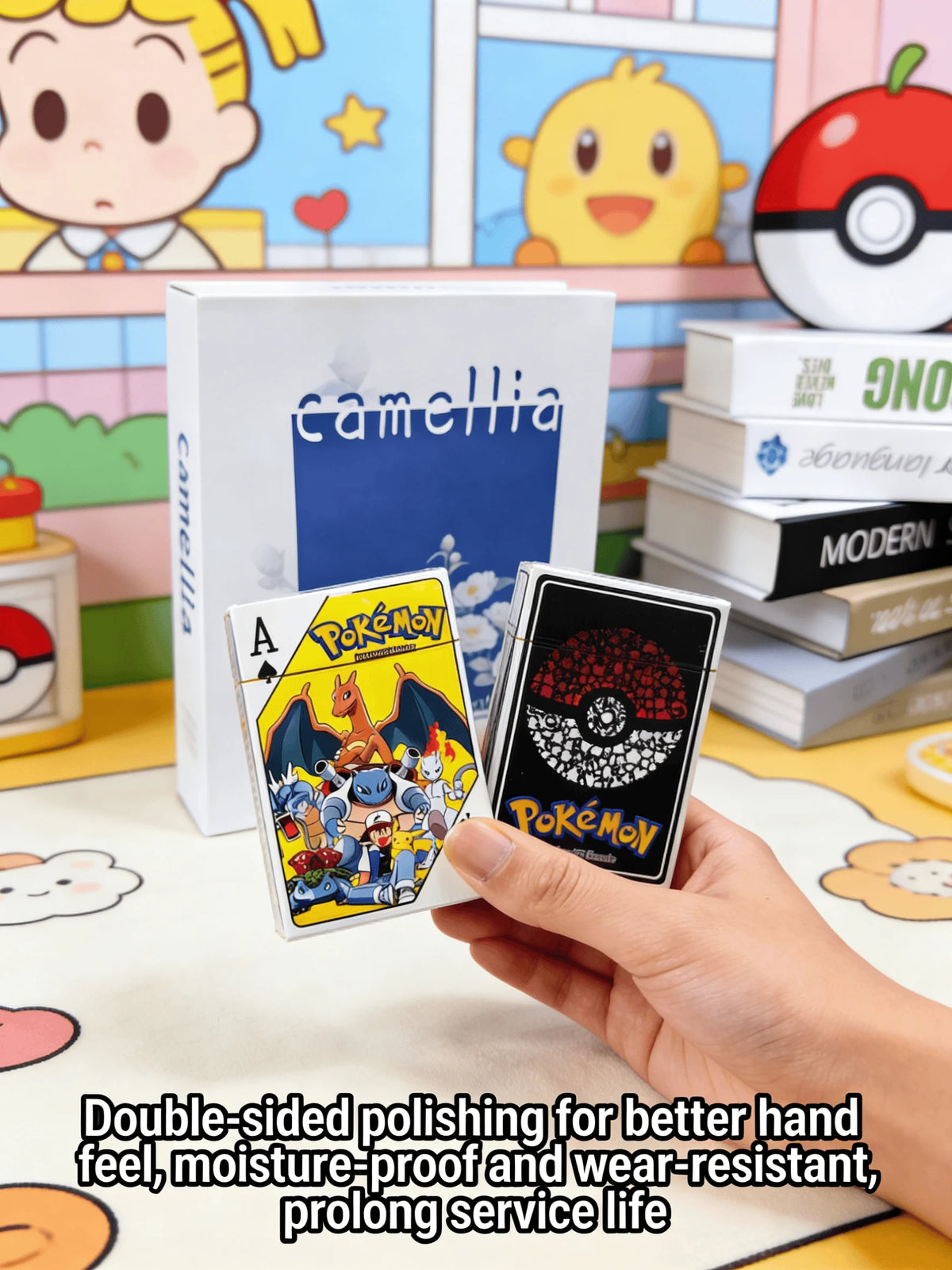 Carte da gioco Pokémon POKER di Otaku Family Shop Online, set di carte colorate con illustrazioni di personaggi Pokémon.