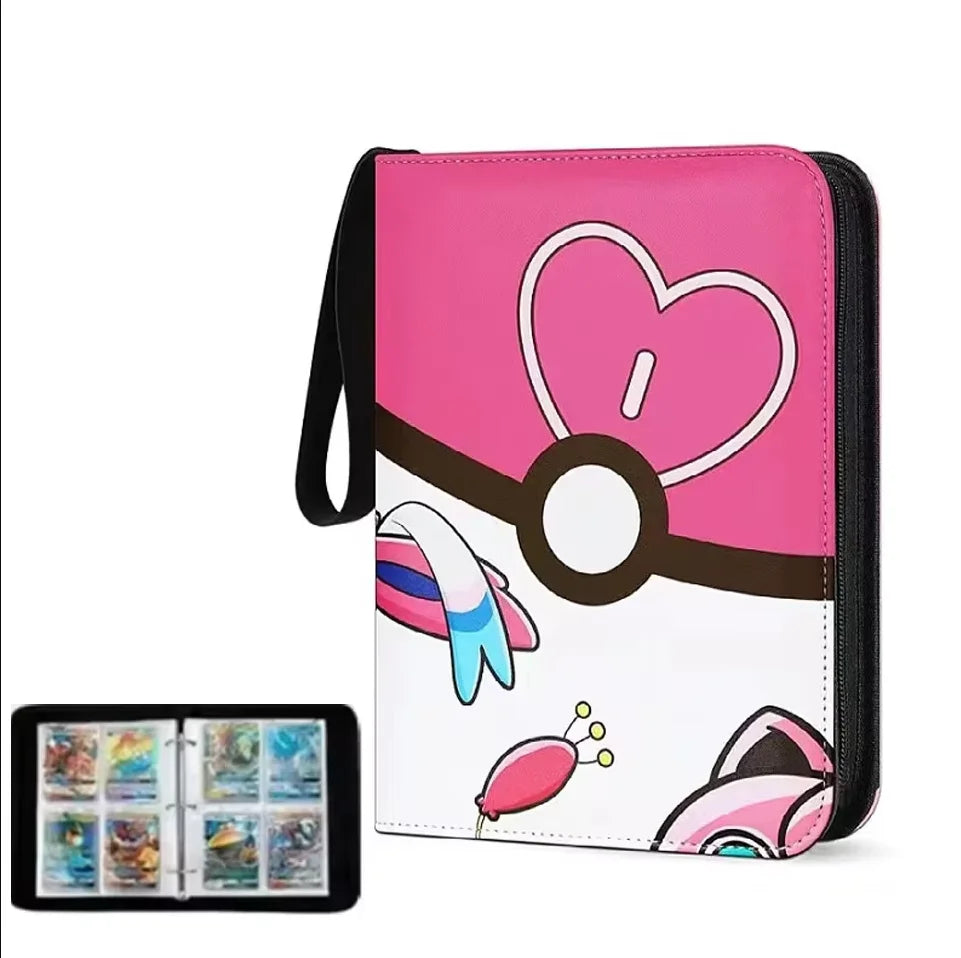 Album di carte Pokémon in morbido PU con cerniera, contenitore per fotocard, collezione di lettere e carte da hobby.