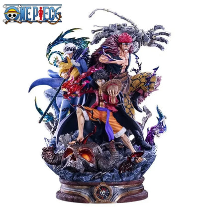 Figura d'azione One Piece di Luffy e Trafalgar Law, 20 cm, in PVC, con dettagli dei personaggi e posa dinamica
