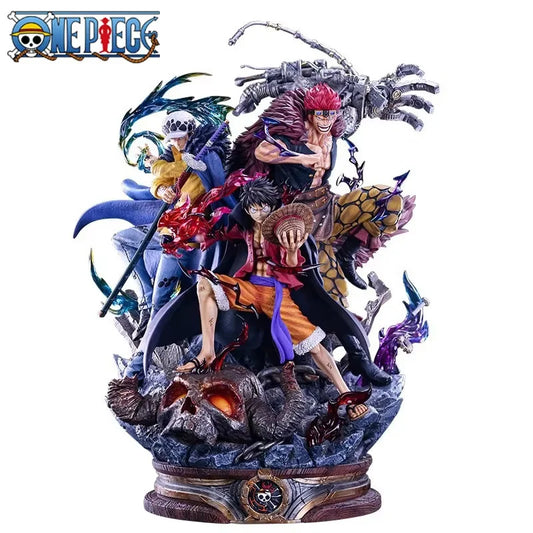 Figura d'azione One Piece di Luffy e Trafalgar Law, 20 cm, in PVC, con dettagli dei personaggi e posa dinamica