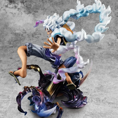 Figura d'azione Sun God Nika Luffy Gear 5 di ONE PIECE, dettagliata e dinamica, brand Otaku Family Store Online.