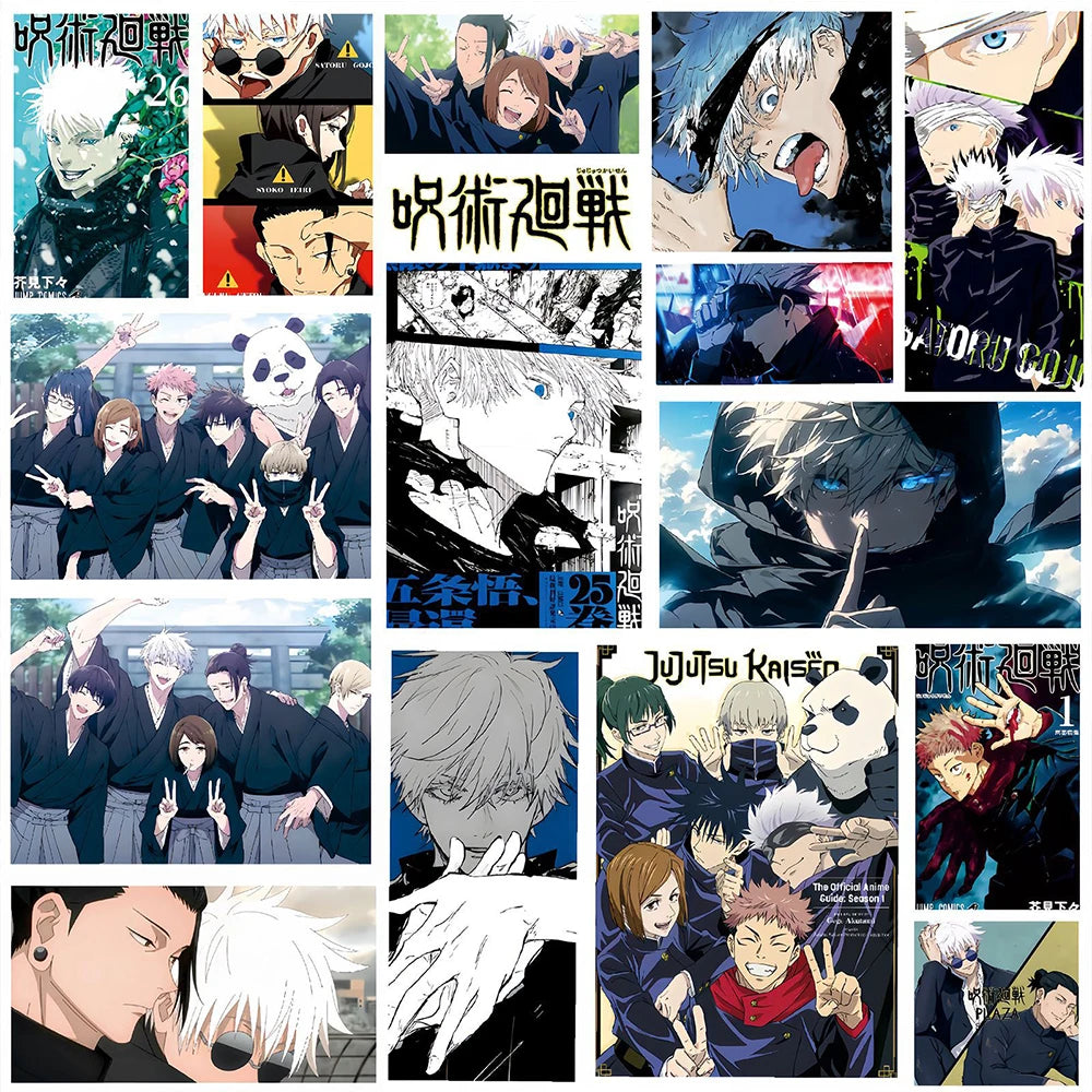 Adesivi waterproof Jujutsu Kaisen anime di Otaku Family, decalcomanie per auto, moto, bagagli e casco con personaggi dettagliati