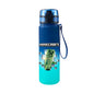 Bottiglia d'acqua portatile da 650ml in stile pixel Minecraft, in plastica blu con chiusura ermetica, ideale per sport e outdoor.