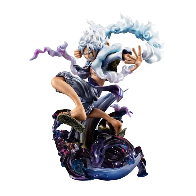 Figura d'azione Sun God Nika Luffy Gear 5 di ONE PIECE, dettagliata e colorata, brand Otaku Family Store Online.