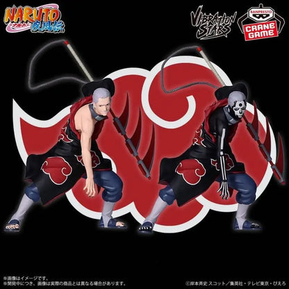 Figura d'azione dell'organizzazione Akatsuki di Naruto, marchio Bandai Banpresto, con dettagli precisi e colori vivaci.