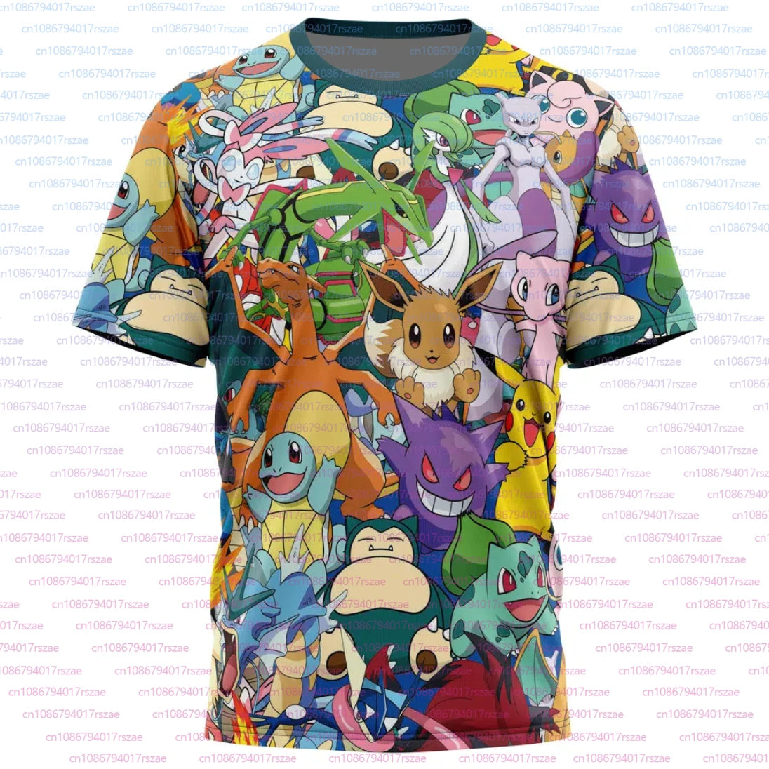 Maglietta Pokémon Pikachu e Snorlax, gadget anime giapponese, con personaggi colorati su cotone, per fan di Pocket Monster.