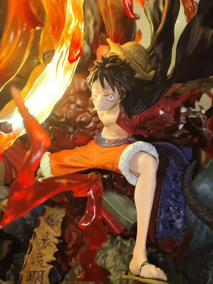 Figura d'azione Rufy — Yehuo Lufei modello LED da 23cm, dettagliata e vibrante, perfetta per collezionisti e appassionati anime.