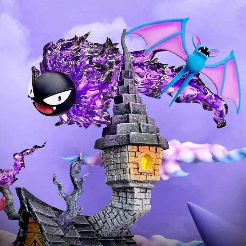 Figura d'azione Gengar Pokémon, scala 1/6, altezza 32cm, con dettagli realistici e postura dinamica.
