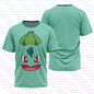 Maglietta Pokémon Pikachu e Snorlax, gadget anime giapponese, con illustrazioni di Pikachu e Snorlax su cotone colorato