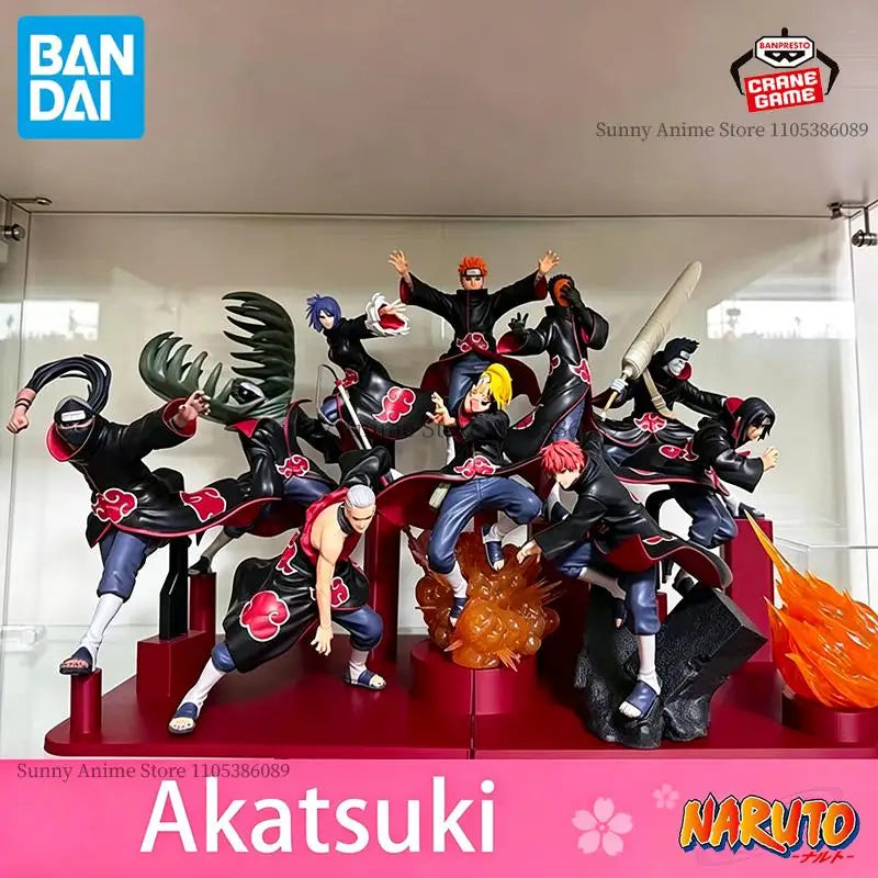 Figura d'azione dell'organizzazione Akatsuki di Naruto, marchio Banpresto, con dettagli realistici e colori vivaci.