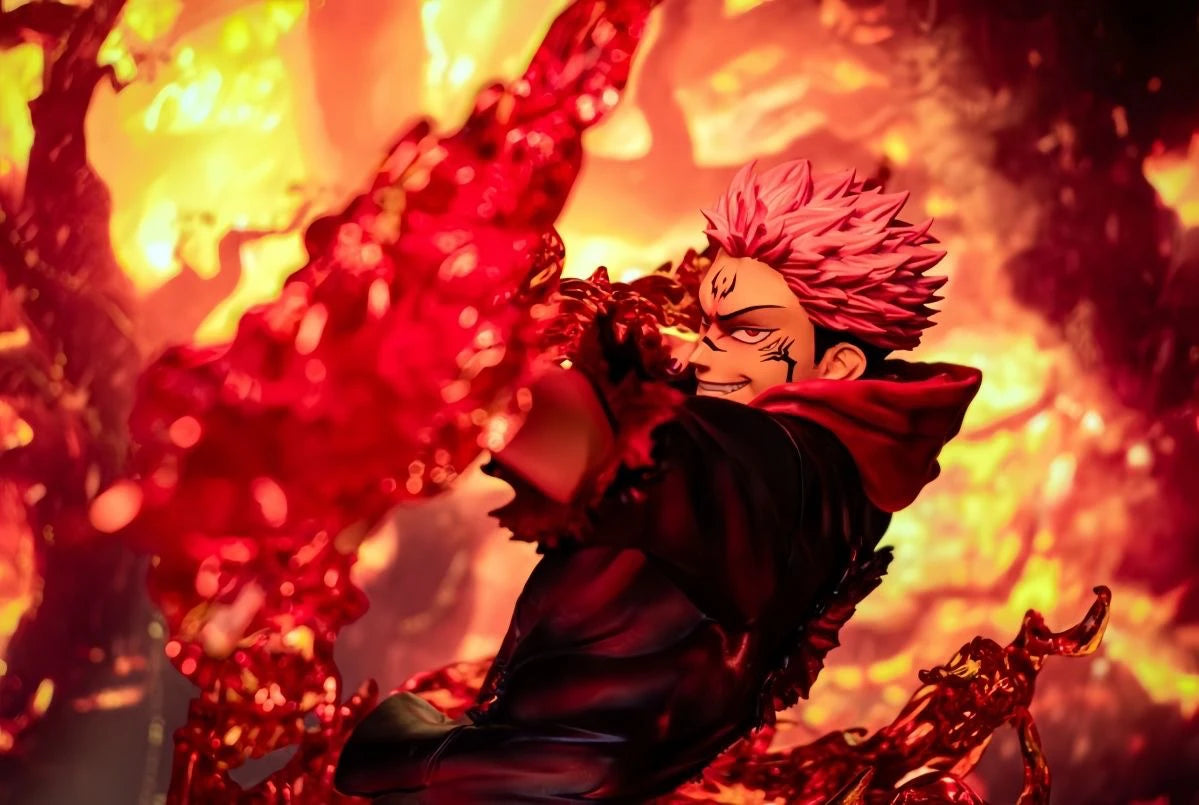 Figura d'azione Ryomen Sukuna da Jujutsu Kaisen, dettagliata e vibrante, perfetta per collezionisti e appassionati di anime.