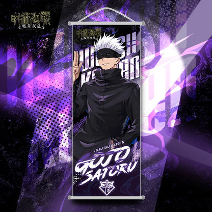 Poster di Jujutsu Kaisen con immagine di Gojo Satoru, decorazione da parete in stile lungo e appeso, gadget di Otaku Family Shop.
