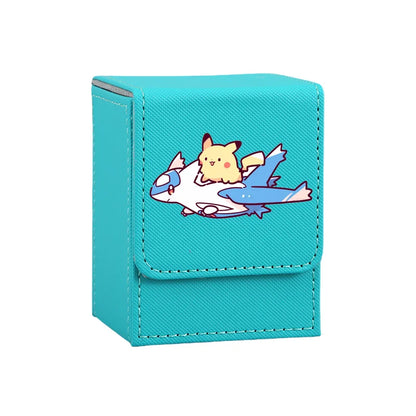 Scatola di carte Pokémon con personaggi Bulbasaur, Blastoise, Gengar, Venusaur e Dragonite, collezione di carte anime e giochi.