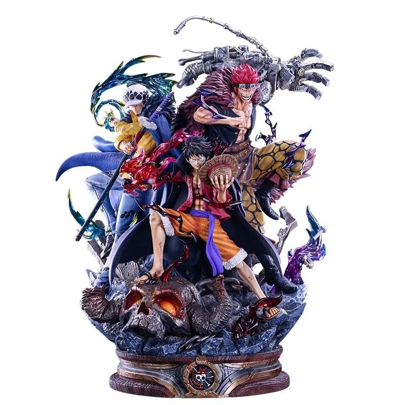 Figura di azione One Piece Luffy e Trafalgar Law "3 Captain" in PVC, 20 cm, dettagliata e vivace.