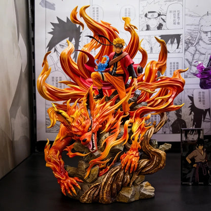Figura d'azione Naruto Sennin Mode e Kurama, alta 41cm, dettaglio realistico, ideale per collezionisti e appassionati di anime.