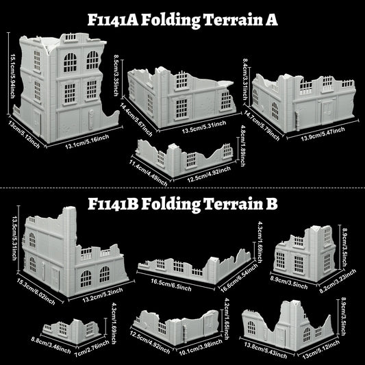 Set di miniature di città abbandonata sci-fi pieghevole, scenari modulari per giochi di ruolo da tavolo, due modelli disponibili.