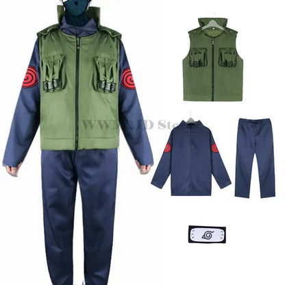 Maschera cosplay Hatake Kakashi di Otaku Family Store, dettagliata e fedele al personaggio ninja di Naruto, con capelli e occhi caratteristici