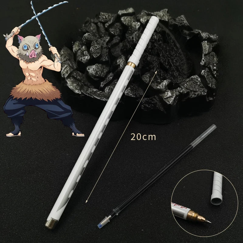 Penna gel Demon Slayer di stile anime giapponese, modello con refil nero da 0,5 mm, gadget cosplay e regalo per studenti.