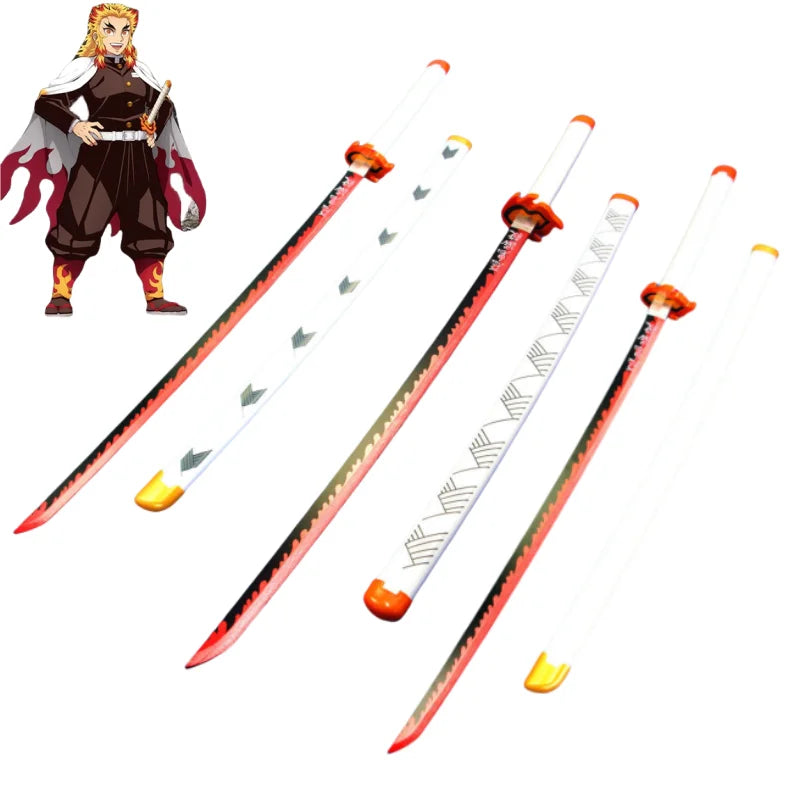 Katana cosplay da 104 cm ispirata a Demon Slayer, con dettagli realistici, perfetta per cosplay anime e ninja.