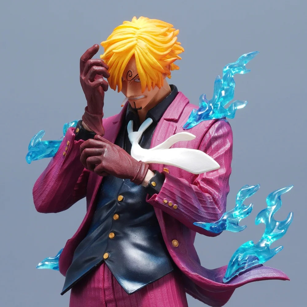 Figura action Sanji di ONE PIECE, 25cm in PVC, personaggio anime con dettagli realistici, decorazione da scrivania e collezione.