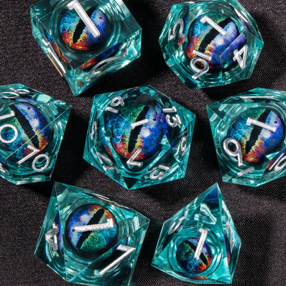 Dadi D&D Liquid Core Otaku Family, set di dadi in resina con bordo affilato per giochi di ruolo Dungeons & Dragons
