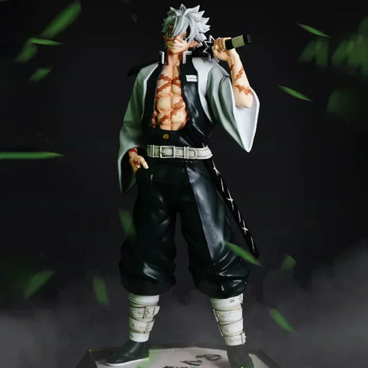 Figura anime Sanemi Shinazugawa di Demon Slayer, altezza 30cm, action figure dettagliata, personaggio con spada, collezione anime.