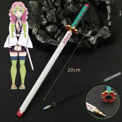 Penna gel modello Demon Slayer di anime giapponese, stile spada, con refill nero 0.5mm, gadget cosplay per studenti e collezionisti