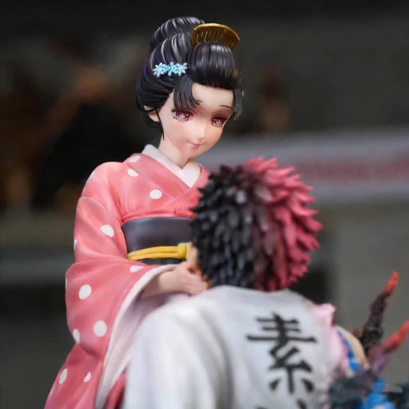 Figura d'azione Demon Slayer Akaza e Koyuki scena di ciliegi in fiore di Otaku Family Store Online, diorama dettagliato e vivace