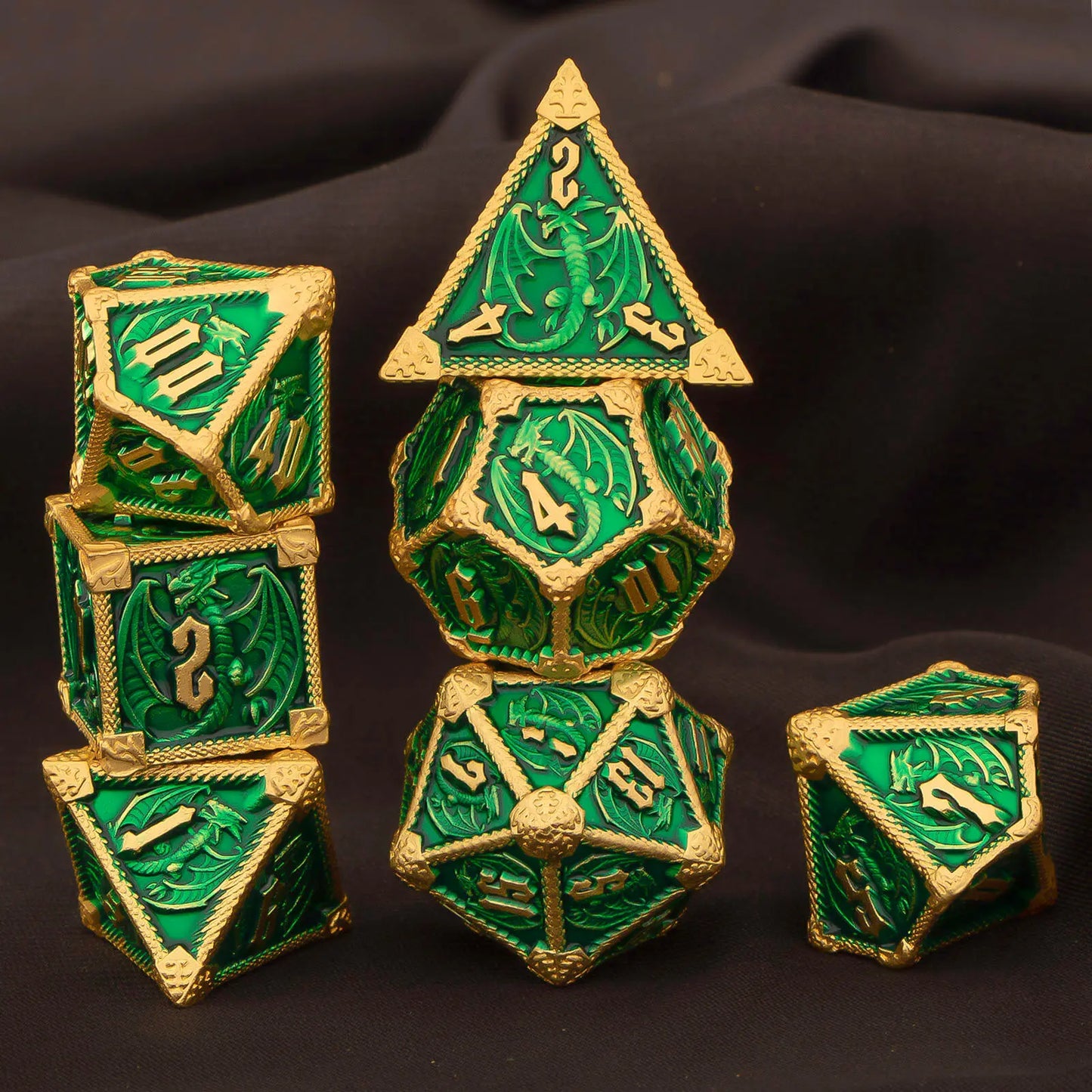 Set di 7 dadi poliedrici in metallo per giochi di ruolo come Dungeons & Dragons, gadget di Otaku Family Store Online