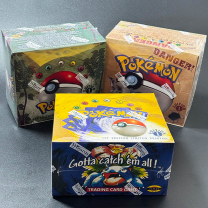Booster box di carte Pokémon Fossil Otaku Family, Aerodactyl, Lapras e Zapdos, edizione da collezione proxy, vista frontale con scatola.
