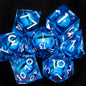 Set di dadi Dragon Eye Otaku Family con bordi affilati e nucleo liquido, perfetto per giochi di ruolo come D&D e Pathfinder