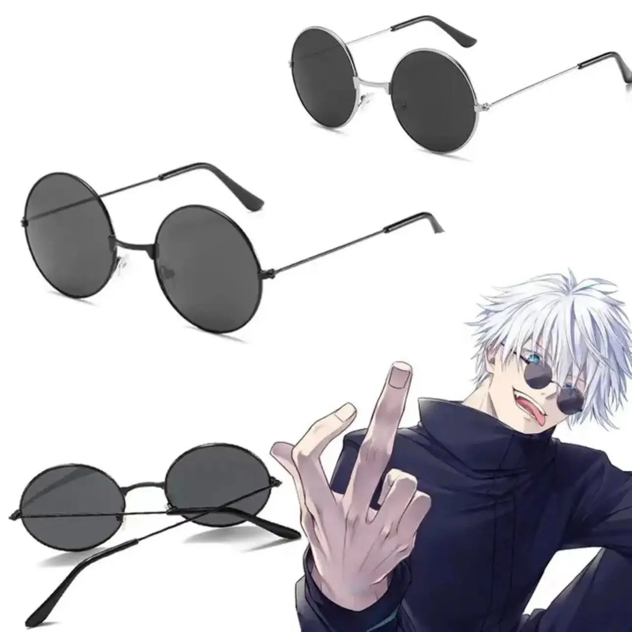 Occhiali da cosplay di Gojo Satoru di Jujutsu Kaisen, occhiali neri di alta qualità per cosplay e feste, un accessorio per uomini e donne.